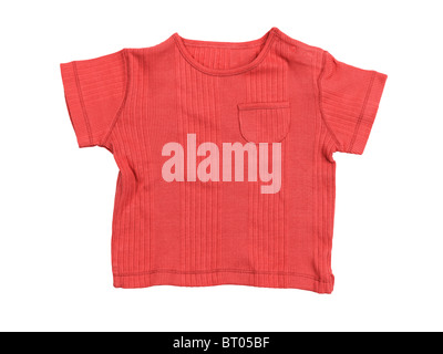 Baby boy red t-shirt isolated on white background with clipping path Stock Photo