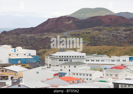 The volcano that nearly destroyed Heimaey town, Westman Islands, Iceland Stock Photo