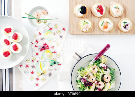 A table with assorted starters Stock Photo