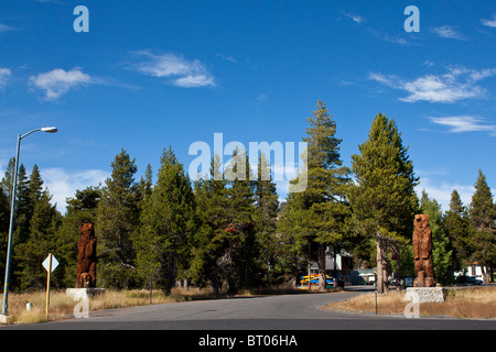 The entrance to Bear Valley resort in California Stock Photo