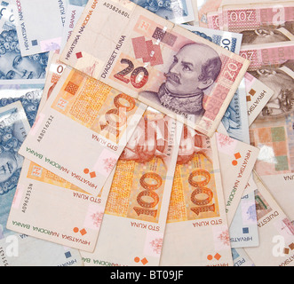 Croatian Kuna banknotes for background use Stock Photo