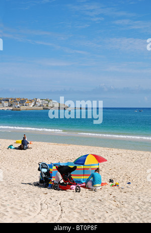 early summer at porthminster beach in st.ives, cornwall, uk Stock Photo