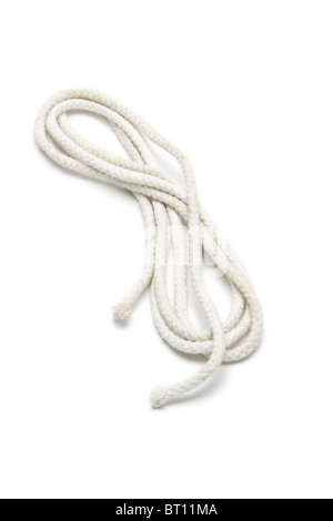 Coil of white rope on isolated background Stock Photo