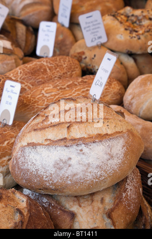 London, UK. Fresh bread for sale at Borough Market Stock Photo