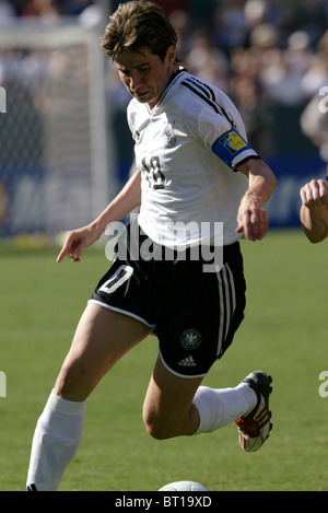 Germany team captain Bettina Wiegmann in action during the 2003 Women's World Cup soccer final against Sweden. Stock Photo