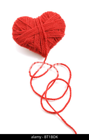 Yarn of wool in heart shape symbol Stock Photo