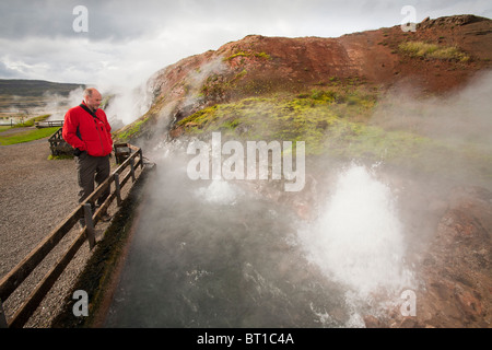 Deildartunguhver, Europes largest hot spring near Kleppjarnsreykir, in Iceland. Stock Photo