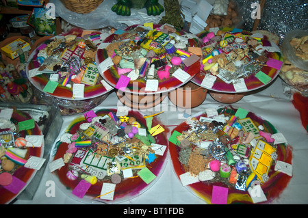 All sorts of items for sale as talisman, amulet, magic, ritual and traditional medicine in the Witches Market, La Paz, Bolivia. Stock Photo