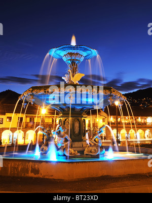 Plaza de Armas in Cusco at night Stock Photo