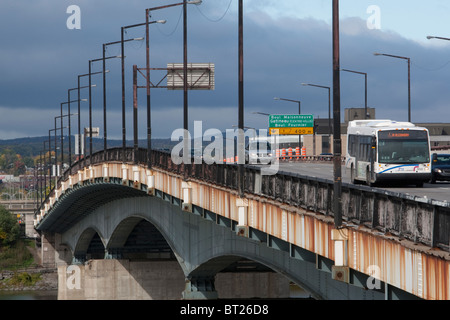 Pont Macdonald Cartier bridge is pictured above the Riviere des Outaouais river between Gatineau and Ottawa Stock Photo