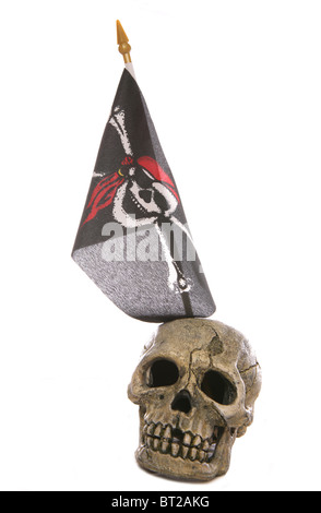 Skull and Pirate flag studio cutout Stock Photo