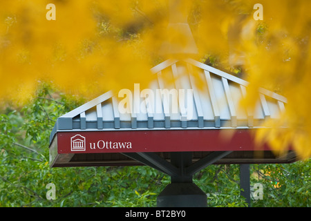 A University of Ottawa / Universite d'Ottawa sign is seen on the campus in Ottawa Stock Photo