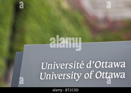 A University of Ottawa / Universite d'Ottawa sign is seen on the campus in Ottawa Stock Photo