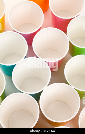 Colorful Paper Disposable Cup Close up Stock Photo
