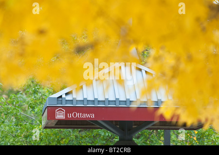 A University of Ottawa / Universite d'Ottawa sign is seen on the campus in Ottawa Stock Photo