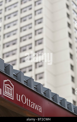 A University of Ottawa / Universite d'Ottawa sign is seen on the campus in Ottawa Stock Photo