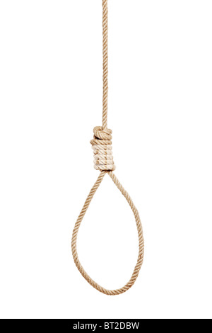 A view of a hangman's noose made of natural fiber rope Stock Photo