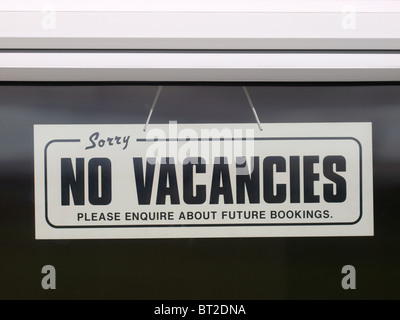 No Vacancies sign in the window of bed and breakfast, UK Stock Photo