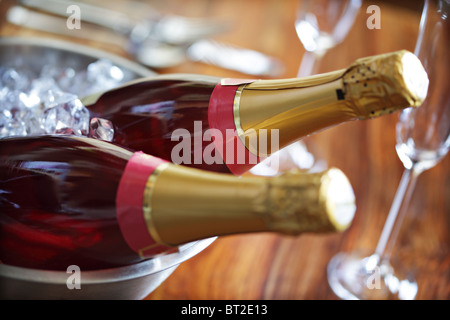 Champagne on ice Stock Photo