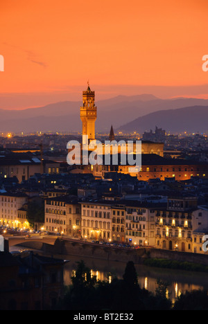 Florenz Palazzo Vecchio Abend - Florence Palazzo Vecchio evening 01 Stock Photo