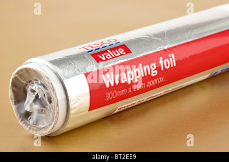 300mm by 15m roll of Tesco value wrapping foil Stock Photo