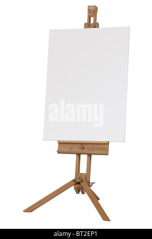 Wooden easel with blank canvas ready for message Stock Photo
