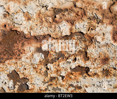 The peeled painted wall with cracks Stock Photo