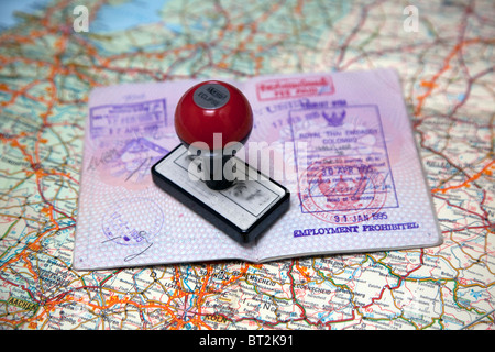 Passport with visa stamps Stock Photo