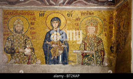 Comnenus mosaic Hagia Sophia (Aya Sophia) (Ste Sophia) Church Mosque now Museum in Istanbul Turkey. Mosaics Christ  view  100858 Stock Photo