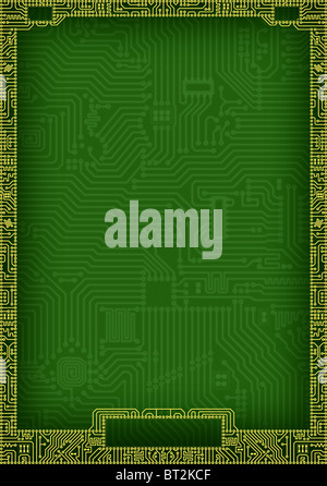Dark green tech circuit board background Stock Photo - Alamy