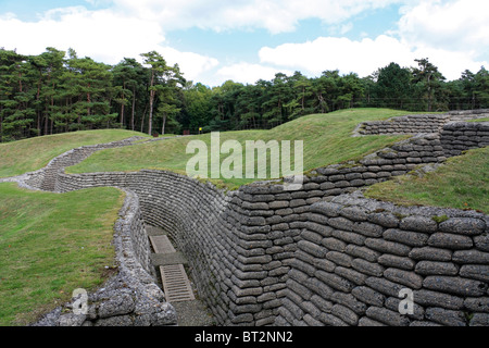 Trenches on site of The Battle of Vimy Ridge near Arras, Nord, France where Canadian soldiers fought and died during WWI. Stock Photo