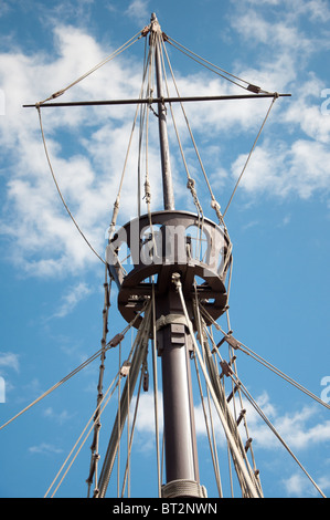 Mast of the replica of a Columbus's ship Stock Photo