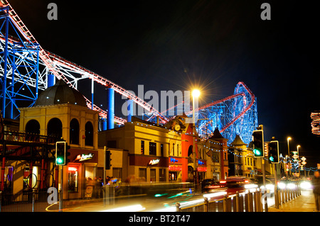 The Big One roller coaster on the Pleasure beach amusement Park during the illuminations Stock Photo