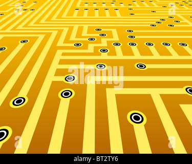 Abstract illustrated design of connections on a circuit board Stock Photo