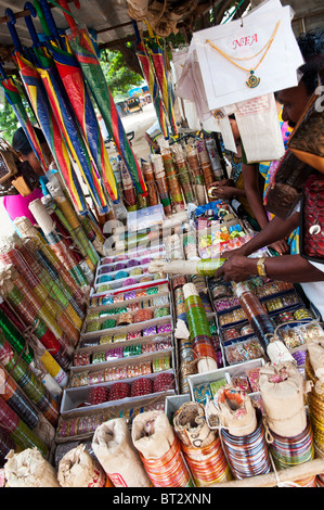 Indian market stall selling bangles and jewelery. Andhra Pradesh, India Stock Photo