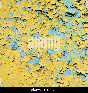 Yellow decayed concrete painted old wall texture Stock Photo
