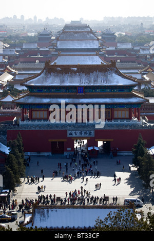 View over Snow Covered Forbidden City Beijing China Stock Photo