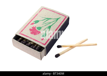 Boxes of matches on a white background Stock Photo