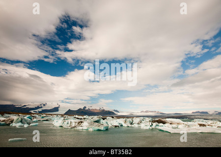 The Jokulsarlon ice lagoon, created by rapid retreat of the  Breidamerkurjokull glacier as a result of climate change. Stock Photo