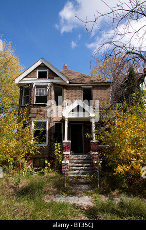 Burned-out vacant dwellings Detroit Michigan Autumn Stock Photo