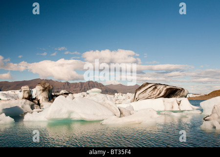 The Jokulsarlon ice lagoon, created by rapid retreat of the  Breidamerkurjokull glacier as a result of climate change. Stock Photo