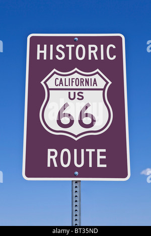 Historic California US Route 66 road sign. Stock Photo