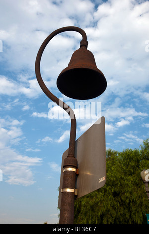 El Camino Real bell outside of San Gabriel Mission, San Gabriel, California, United States of America Stock Photo