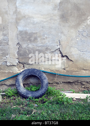 Abandoned car tire Stock Photo