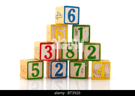 Old educational blocks with one two three Stock Photo