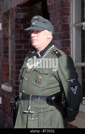 Costumed Re-enactor   WW 2 German Soldier in Uniform at the Pickering Wartime Weekend, October, 2010, Yorkshire, UK Stock Photo