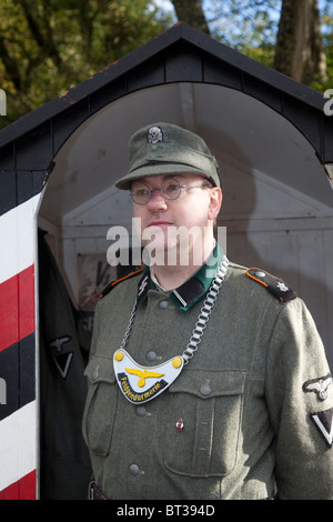 Costumed Re-enactor   WW 2 German army Soldier in Uniform at the Pickering Wartime Weekend, October, 2010, Yorkshire, UK Stock Photo