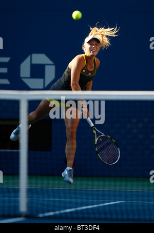 Caroline Wozniacki of Denmark in action at the 2010 US Open Stock Photo