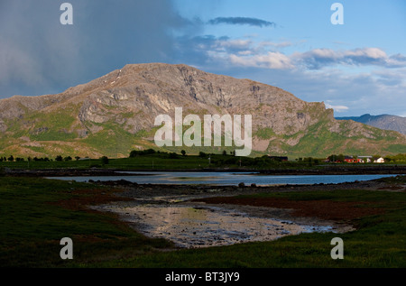 Brønnøysund coastal area, sunset. Brønnøy, Nordland, Norway Stock Photo