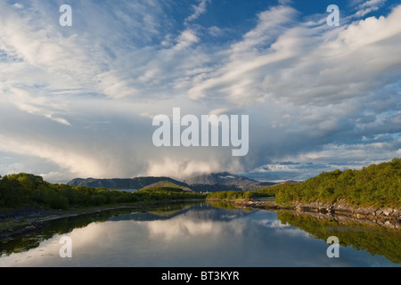 Brønnøysund coastal area, sunset. Brønnøy, Nordland, Norway Stock Photo